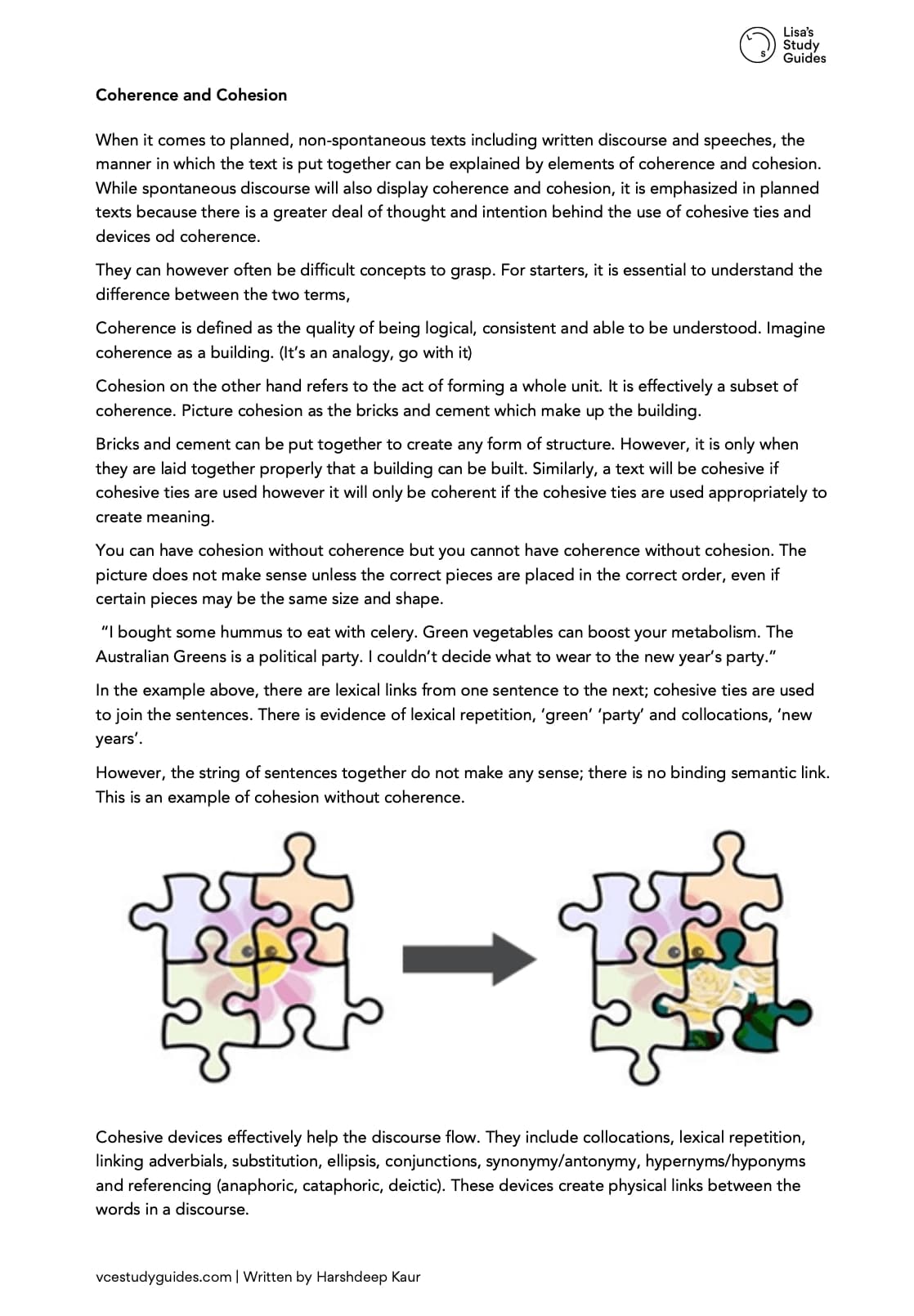 Download a copy of 'Coherence and Cohesion?' guide for your own studies