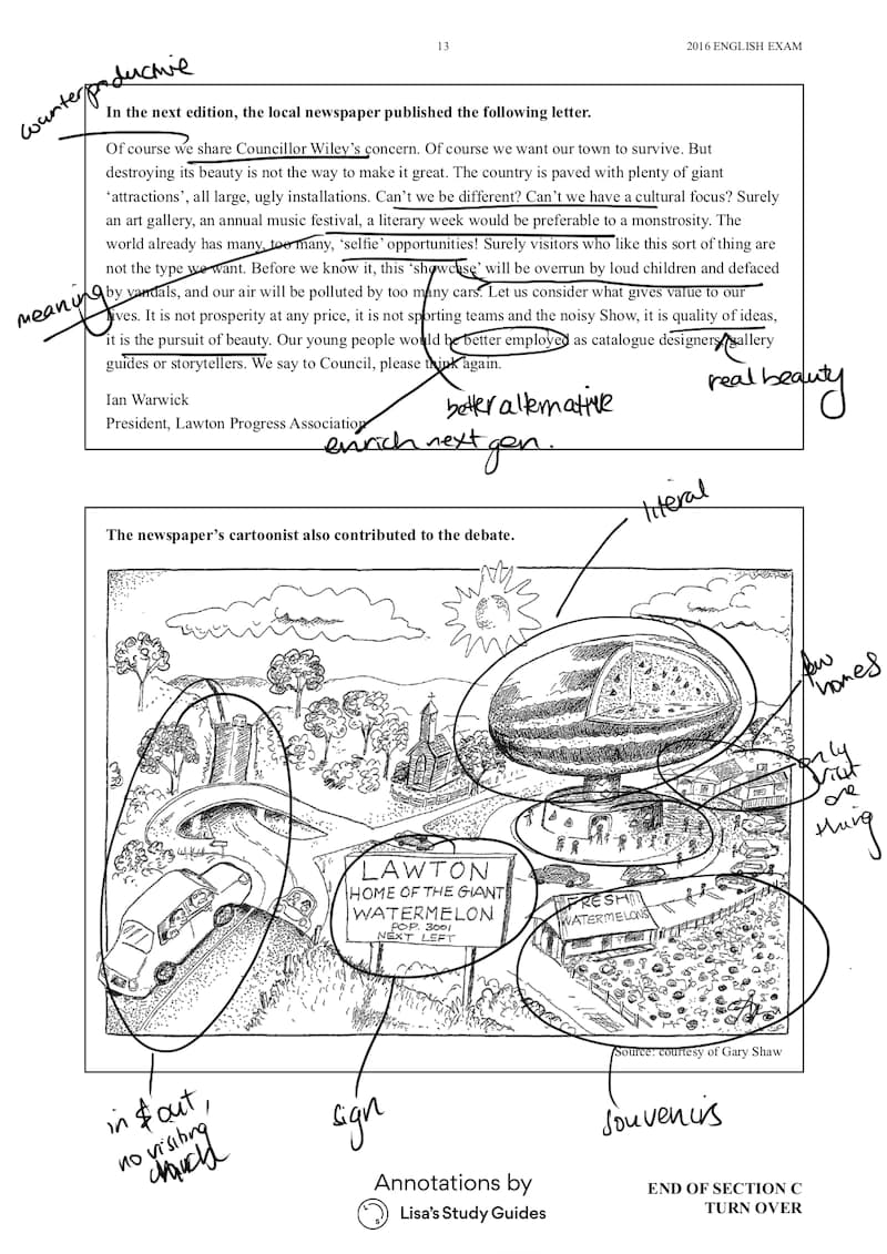 VCAA 2016 Lawton Town Analysis And Essay